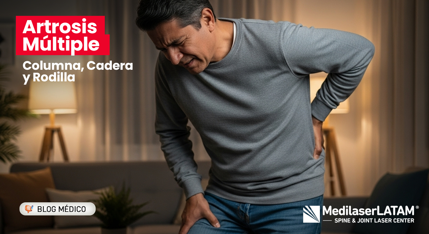 La Artrosis puede extenderse de cadera y rodilla a la columna, causando dolor intenso. Descubre la solución no invasiva de Medilaser LATAM.